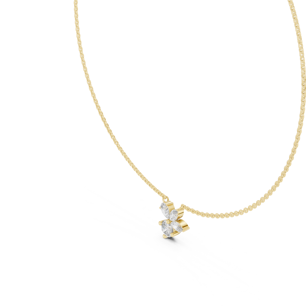 2.21 Carat Marquise ,Pear & Round Shape Lab Grown  Solitaire Vintage Four Stone Diamond Necklace For Party Wear Look - HIGHCARAT DIAMONDS