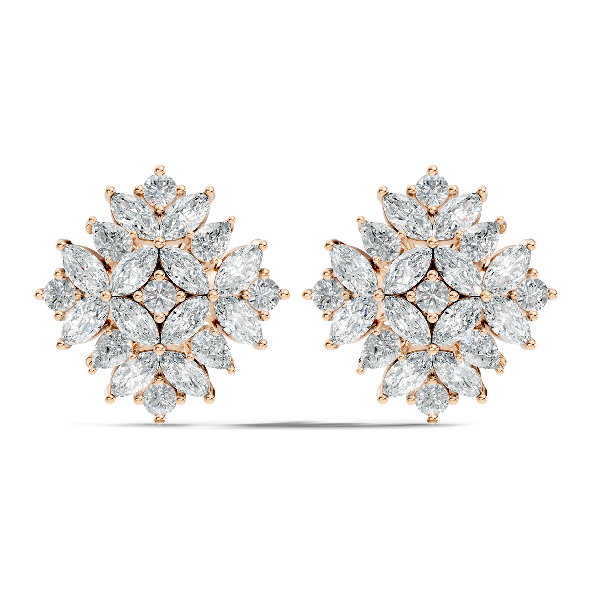 Stunning Vintage Diamond Studs Marquise & Round Cut Perfect Women's Gift - HIGHCARAT DIAMONDS
