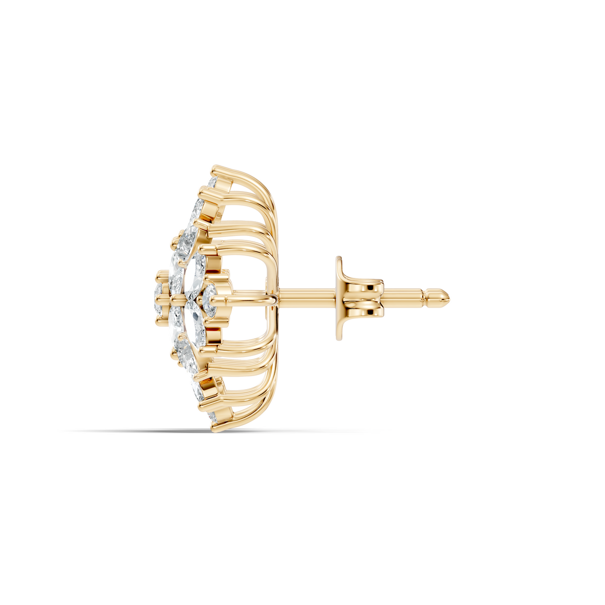 Stunning Vintage Diamond Studs Marquise & Round Cut Perfect Women's Gift - HIGHCARAT DIAMONDS