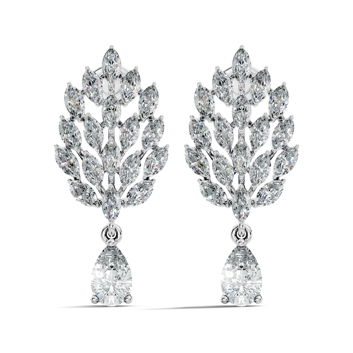 Marquise & Pear Shape 4.80 Ct 18k Solid Gold Sparkling Shinny  Vintage Style Party Wear Diamond Earrings - HIGHCARAT DIAMONDS