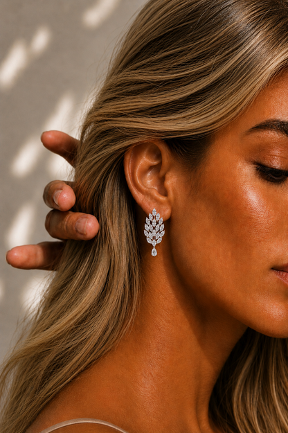 Marquise and pear Lab Grown Diamond Handcrafted Drop Earring - HIGHCARAT DIAMONDS #wearthelook