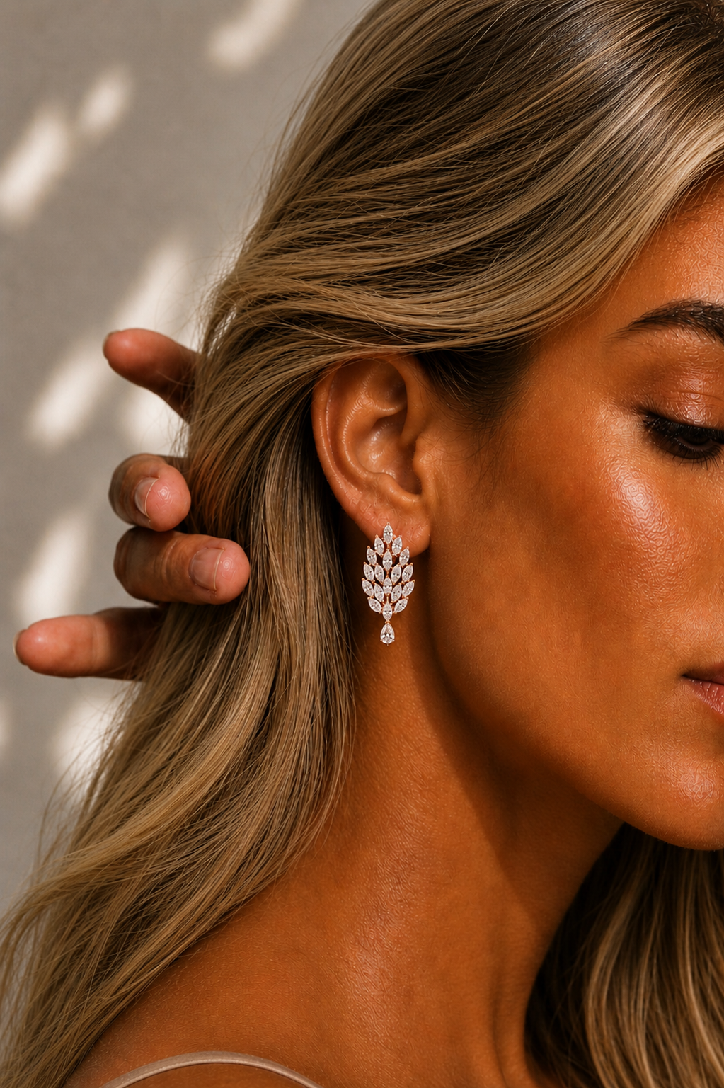 Marquise and pear Lab Grown Diamond Handcrafted Drop Earring - HIGHCARAT DIAMONDS #wearthelook