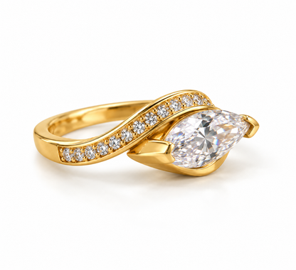 1.65 Ct Marquise Cut Lab Grown Diamond Bypass Ring
