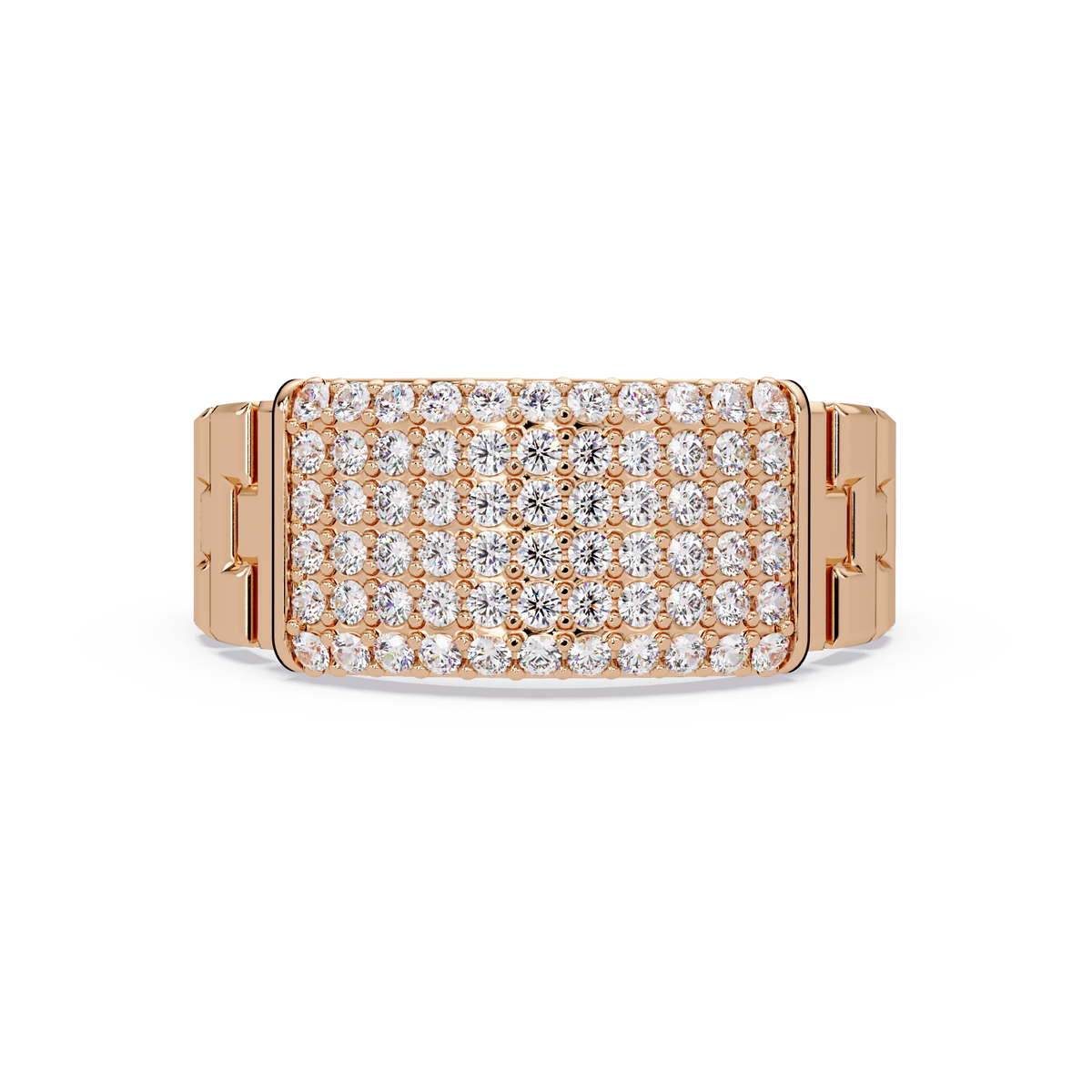 Micro Pave Lab Grown Diamond Block Ring - HIGHCARAT DIAMONDS