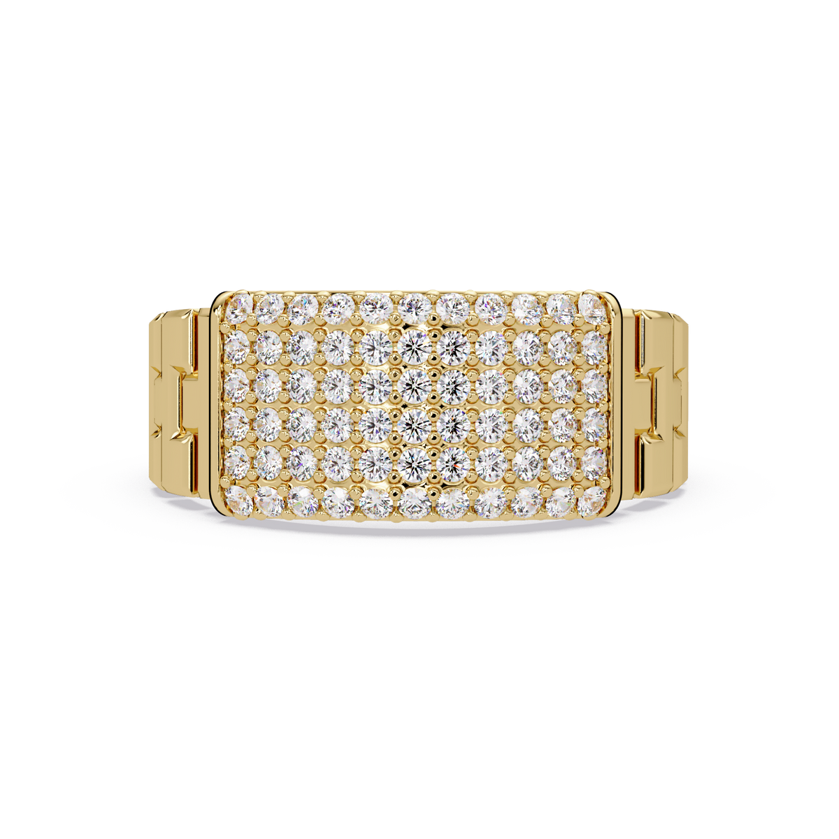 Micro Pave Lab Grown Diamond Block Ring - HIGHCARAT DIAMONDS