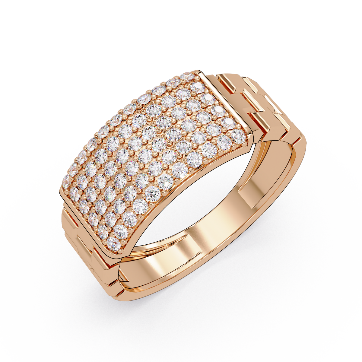 Micro Pave Lab Grown Diamond Block Ring - HIGHCARAT DIAMONDS