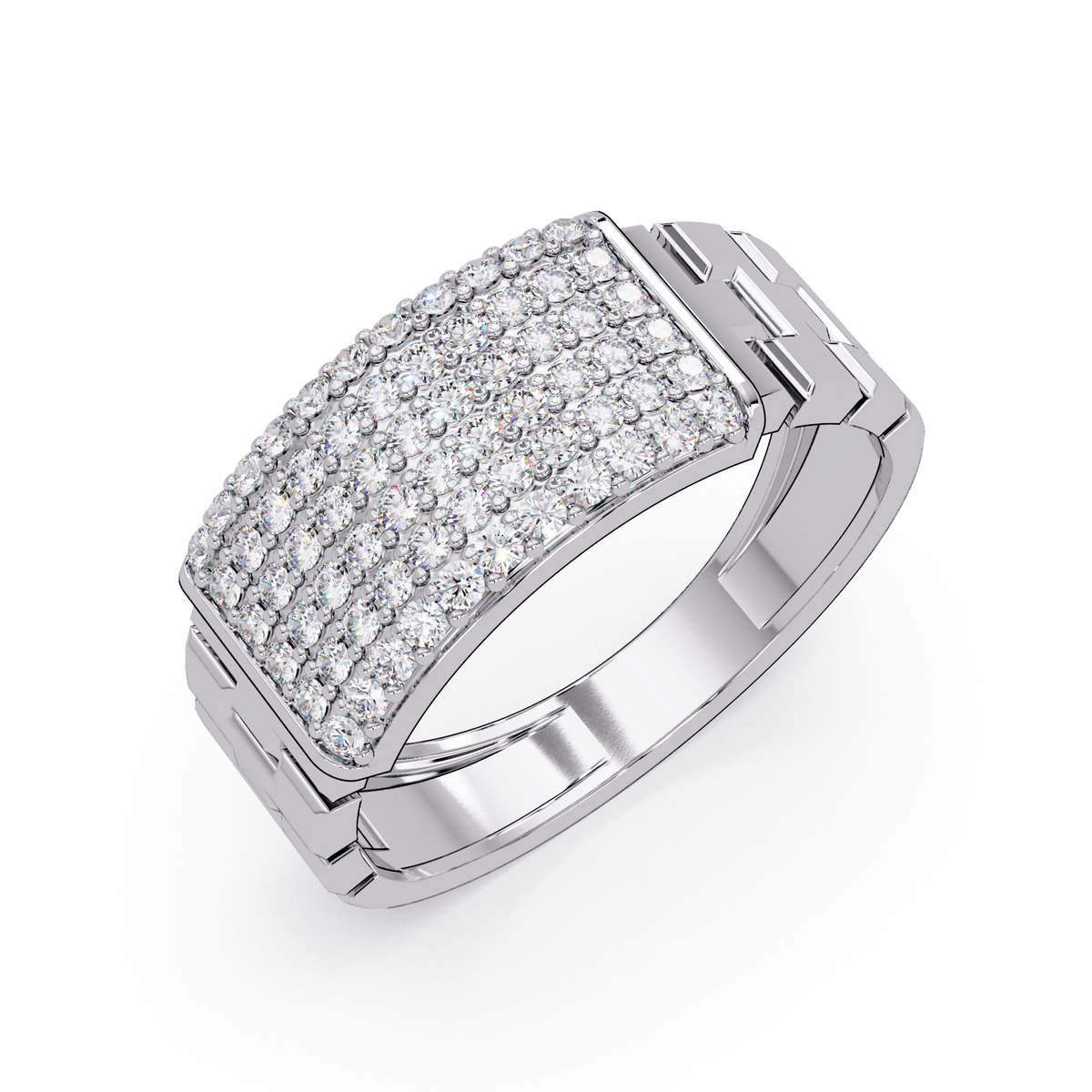 Micro Pave Lab Grown Diamond Block Ring - HIGHCARAT DIAMONDS