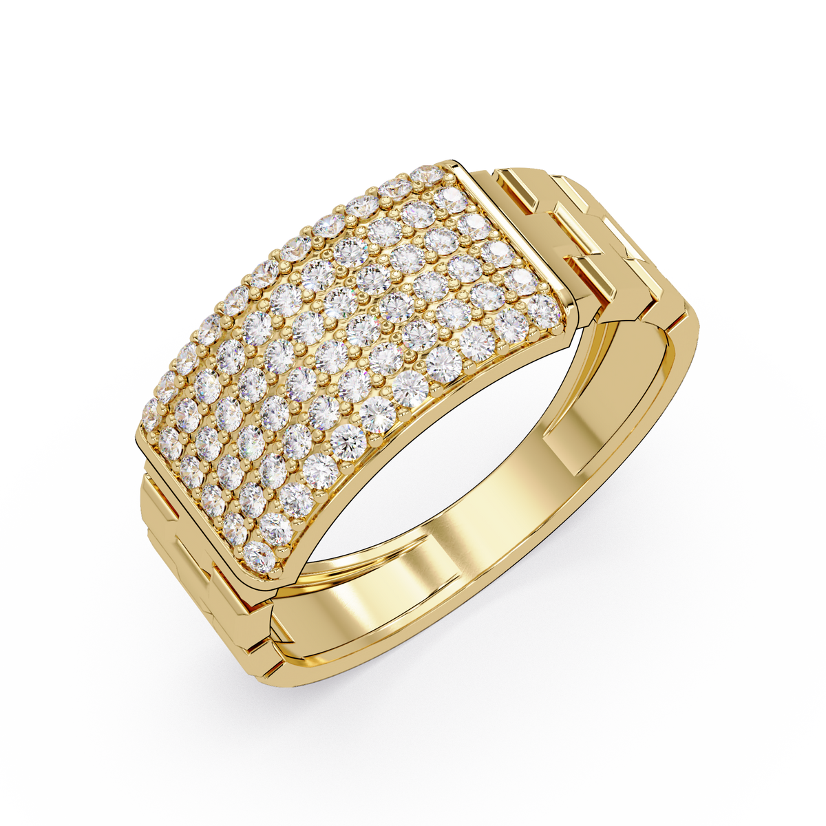 Micro Pave Lab Grown Diamond Block Ring - HIGHCARAT DIAMONDS