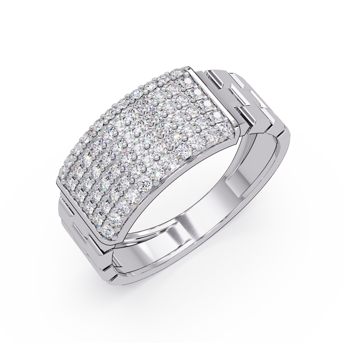 Micro Pave Lab Grown Diamond Block Ring - HIGHCARAT DIAMONDS