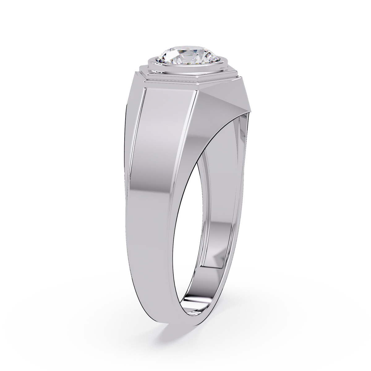Minimalist Hexagon Lab grown Diamond Solitaire Signet Ring - HIGHCARAT DIAMONDS