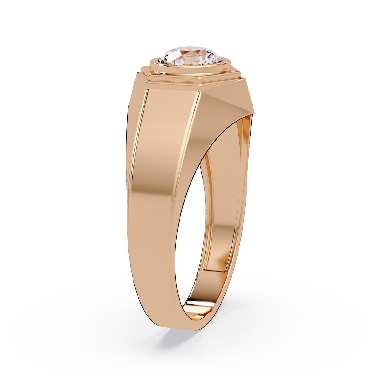 Minimalist Hexagon Lab grown Diamond Solitaire Signet Ring - HIGHCARAT DIAMONDS