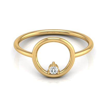 Front view of round cut lab grown diamond minimalist ring
