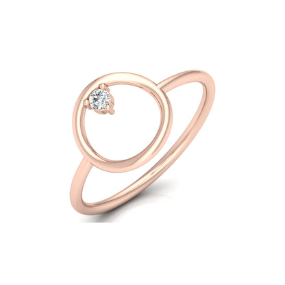 Close up of round cut lab diamond ring with refined setting details