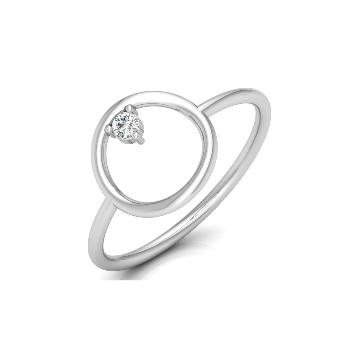 Minimal round lab grown diamond ring with polished band finish