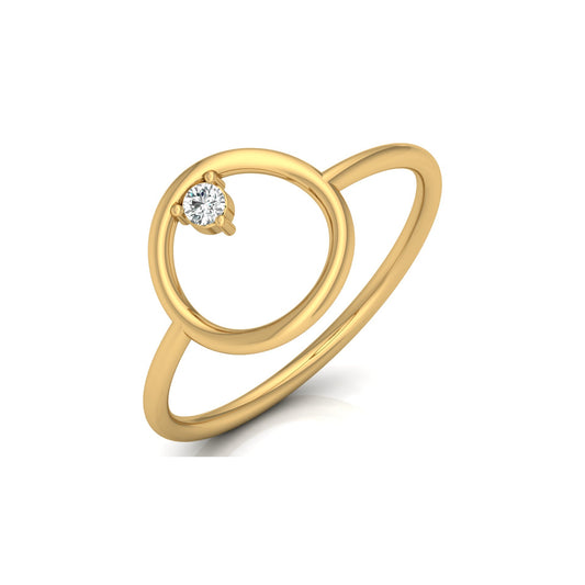 Side profile of round cut minimalist diamond gift ring
