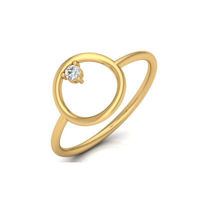 Side profile of round cut minimalist diamond gift ring
