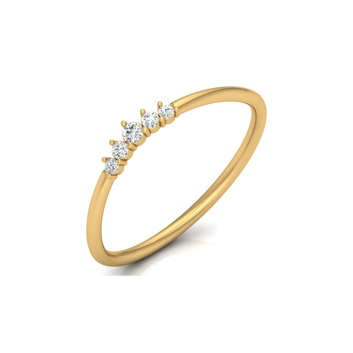 Minimalist Round Cut Diamond Ring Stunning Bridal Band Ring Set in 14 KT Solid Gold - HIGHCARAT DIAMONDS