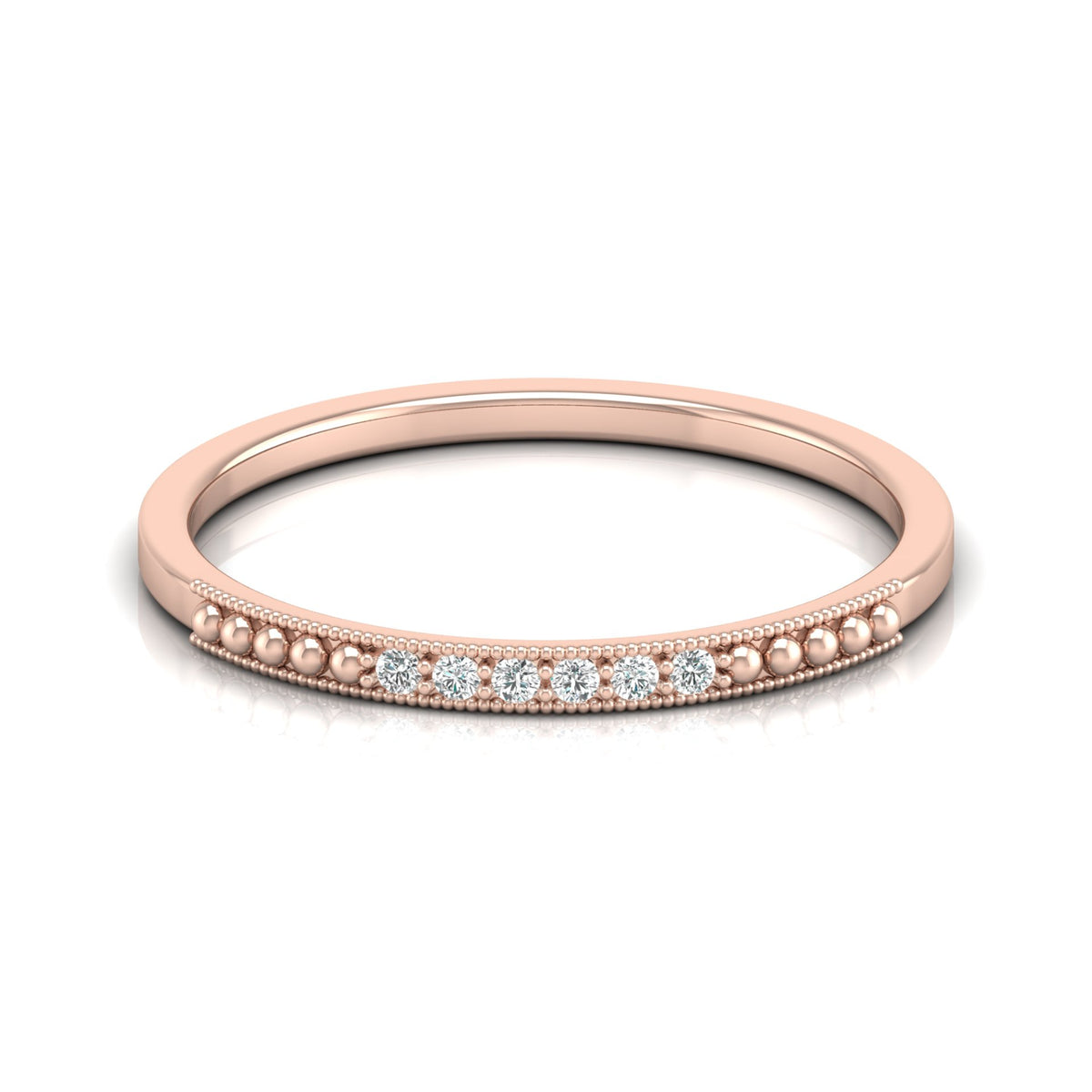 Minimalist Round Shaped Diamond Wedding Band Ring In 18K Solid Gold For Women's - HIGHCARAT DIAMONDS