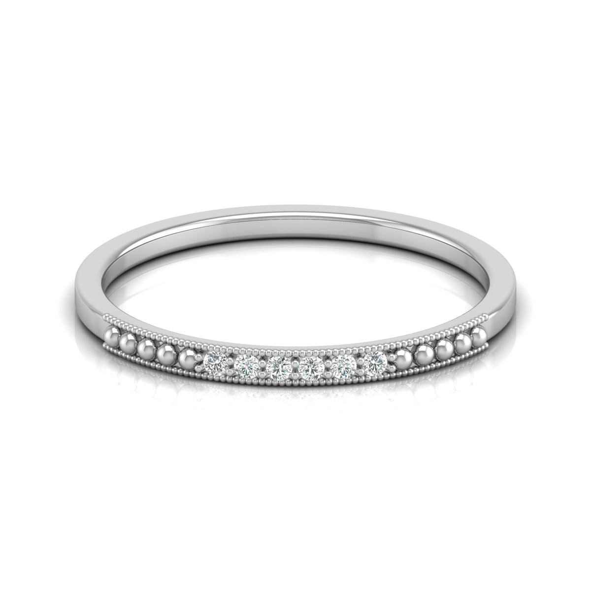 Minimalist Round Shaped Diamond Wedding Band Ring In 18K Solid Gold For Women's - HIGHCARAT DIAMONDS
