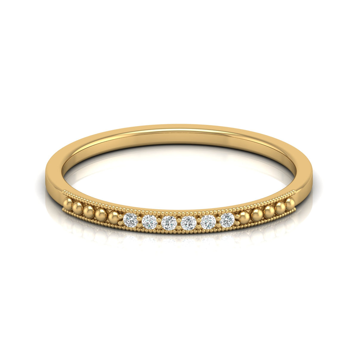 Minimalist Round Shaped Diamond Wedding Band Ring In 18K Solid Gold For Women's - HIGHCARAT DIAMONDS