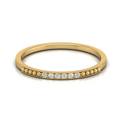 Minimalist Round Shaped Diamond Wedding Band Ring In 18K Solid Gold For Women's - HIGHCARAT DIAMONDS