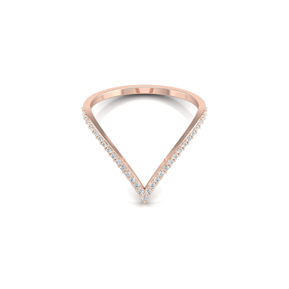 Minimalist V-Shaped Round Diamond Bridal Band Ring For Her In 18K  Gold Lab-Grown or Natural - HIGHCARAT DIAMONDS