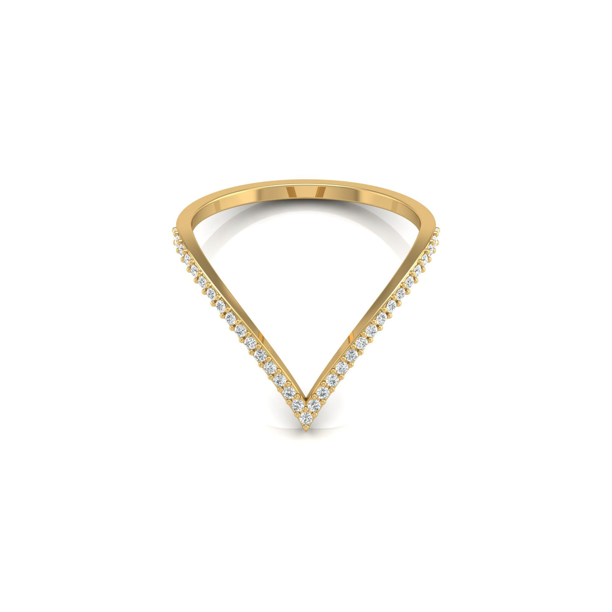 Minimalist V-Shaped Round Diamond Bridal Band Ring For Her In 18K  Gold Lab-Grown or Natural - HIGHCARAT DIAMONDS