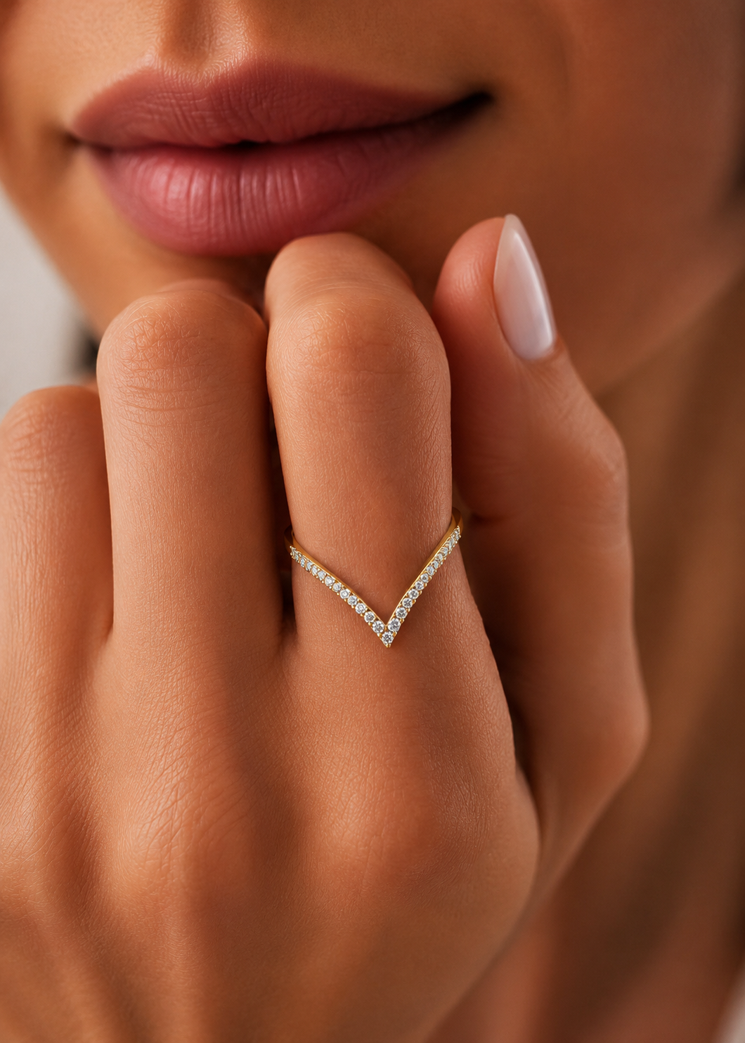 Minimalist V-Shaped Round Diamond Bridal Band Ring For Her In 18K  Gold Lab-Grown or Natural - HIGHCARAT DIAMONDS