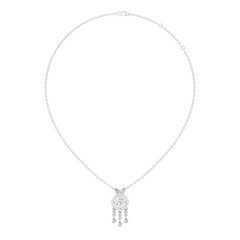 Labgrown Diamond Accent Halo Pendant Necklace With Round Cut in 14k Gold Teardrop Design - HIGHCARAT DIAMONDS
