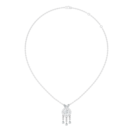 Labgrown Diamond Accent Halo Pendant Necklace With Round Cut in 14k Gold Teardrop Design - HIGHCARAT DIAMONDS