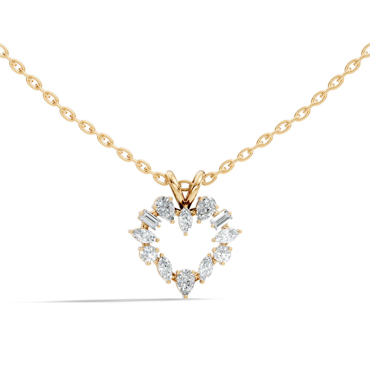 Princess Cut Diamond Necklace Pendant In 14K Solid Gold Anniversary Gift - HIGHCARAT DIAMONDS