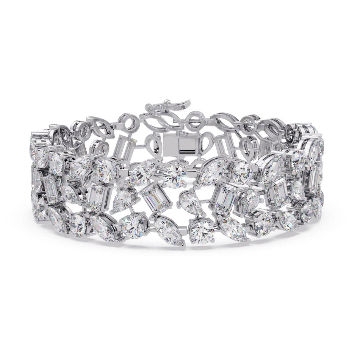 Mixed Shape Lab grown Diamond Wide Bracelet - HIGHCARAT DIAMONDS