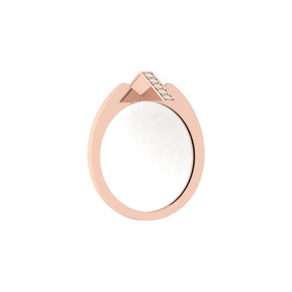 Modern Open Band Diamond Ring with Vertical Row of Round Diamonds Minimalist 14K Solid Gold Jewelry - HIGHCARAT DIAMONDS