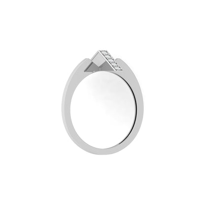 Modern Open Band Diamond Ring with Vertical Row of Round Diamonds Minimalist 14K Solid Gold Jewelry - HIGHCARAT DIAMONDS