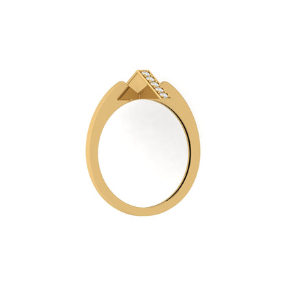 Modern Open Band Diamond Ring with Vertical Row of Round Diamonds Minimalist 14K Solid Gold Jewelry - HIGHCARAT DIAMONDS