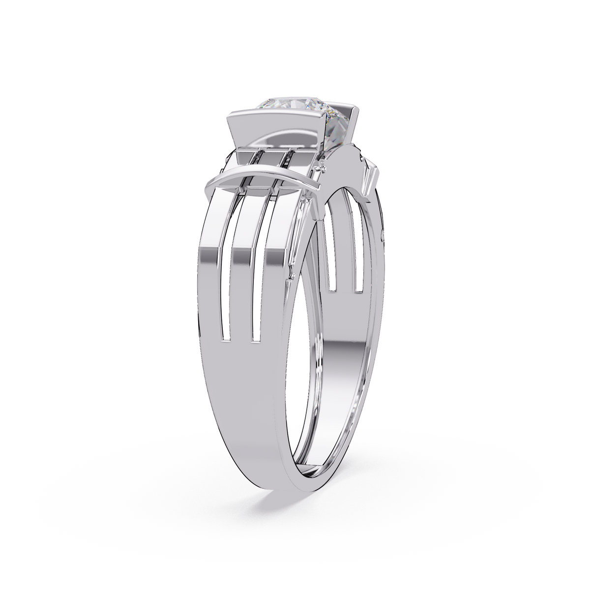 Modern Split Shank Solitaire Lab Grown Diamond Ring - HIGHCARAT DIAMONDS