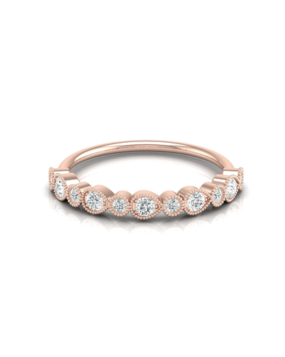 Mom's Dainty Diamond Wedding Band 14k Gold Stackable Ring Minimalist Jewelry Gift - HIGHCARAT DIAMONDS