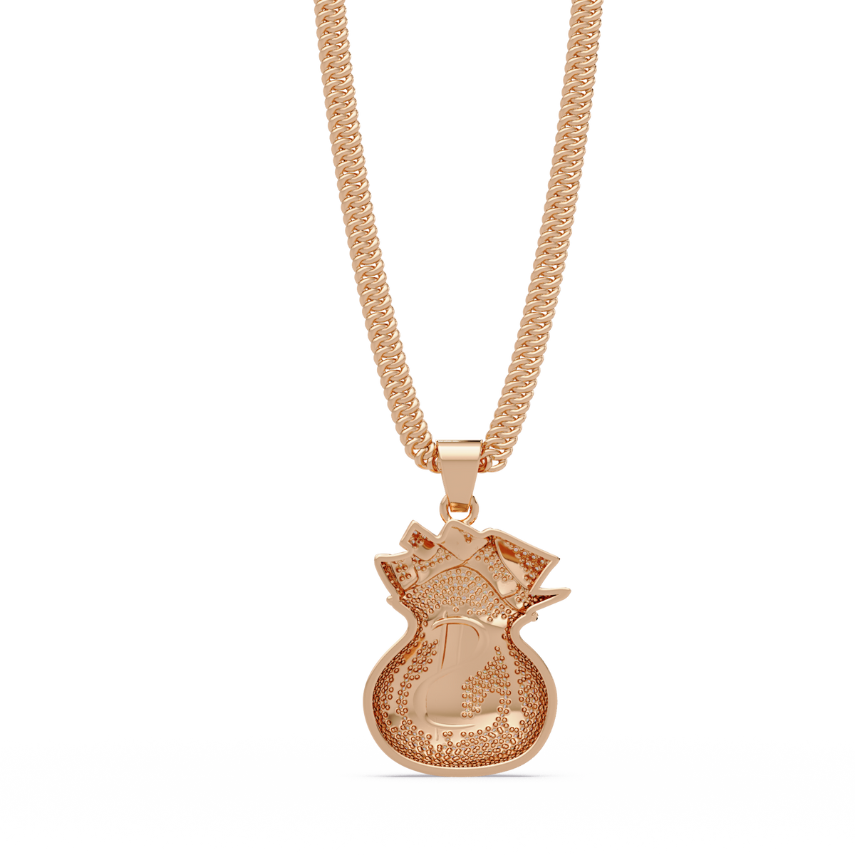 Money Bag Dollar Sign Lab Grown Diamond Pendant Necklace - HIGHCARAT DIAMONDS
