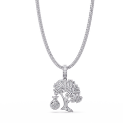Money Tree Iced Diamond Pendant Cash Bag Charm Necklace - HIGHCARAT DIAMONDS