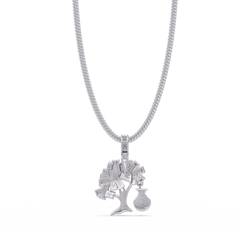 Money Tree Iced Diamond Pendant Cash Bag Charm Necklace - HIGHCARAT DIAMONDS
