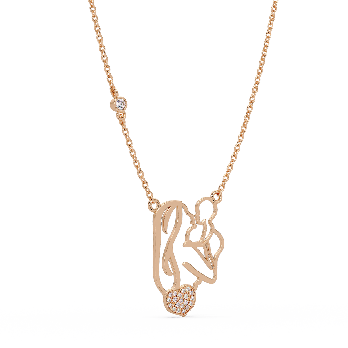 Mother and Baby Heart Lab grown Diamond Pendant Necklace - HIGHCARAT DIAMONDS