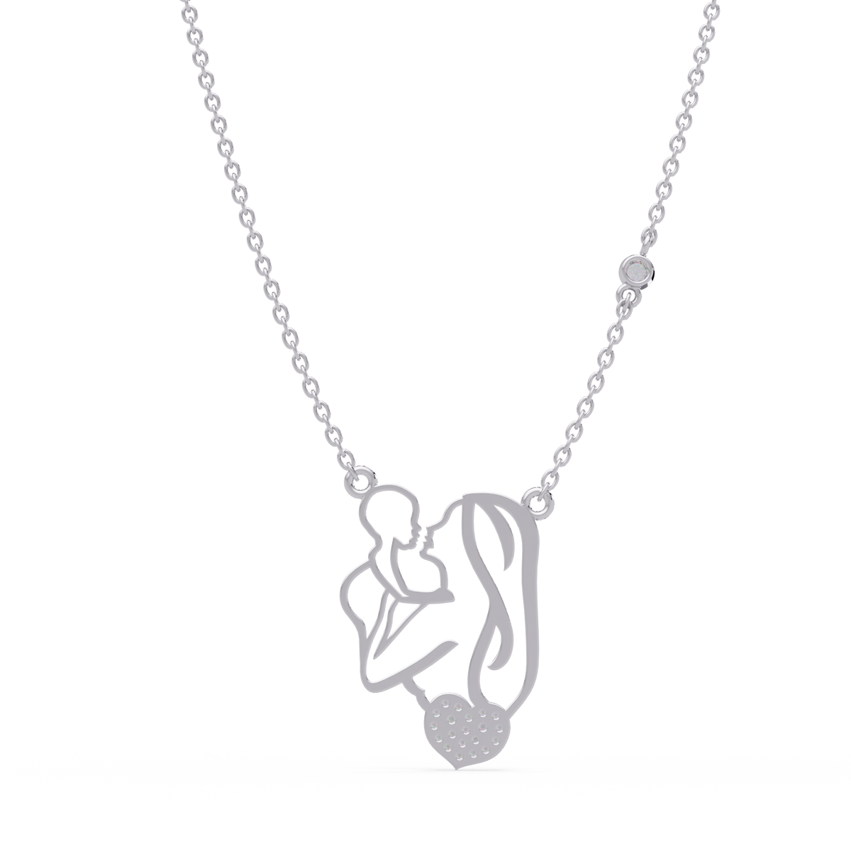 Mother and Baby Heart Lab grown Diamond Pendant Necklace - HIGHCARAT DIAMONDS
