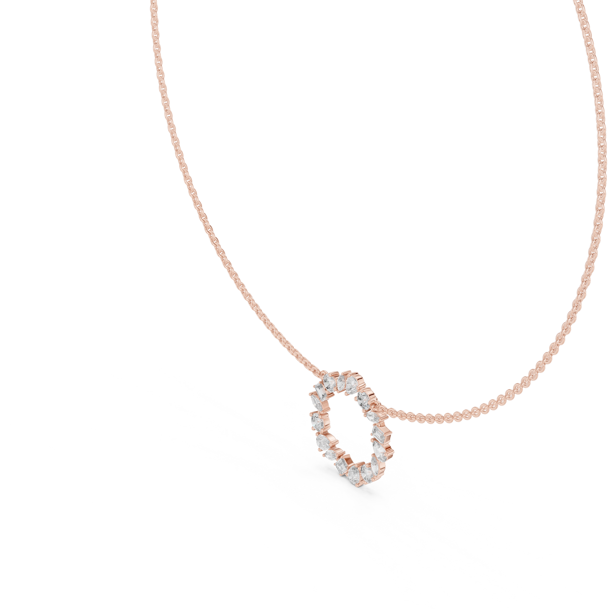 2.52 Ct All Shapes Round, Pear, Marquise, Emerald Lab Grown Diamond Round Style Wedding Wear 14k Solid Gold Necklace - HIGHCARAT DIAMONDS