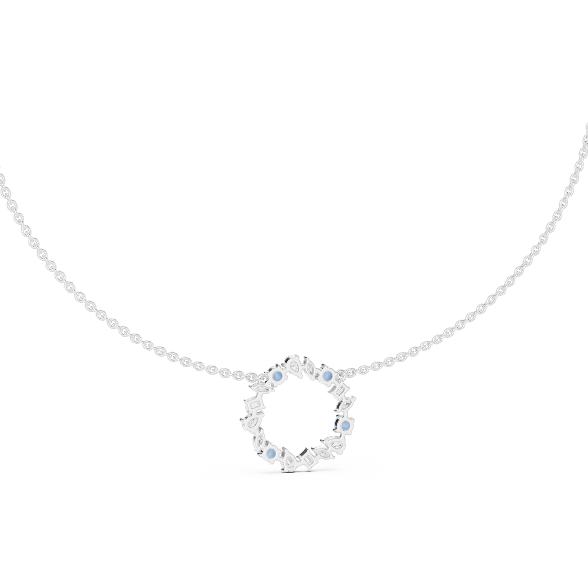 2.52 Ct All Shapes Round, Pear, Marquise, Emerald Lab Grown Diamond Round Style Wedding Wear 14k Solid Gold Necklace - HIGHCARAT DIAMONDS