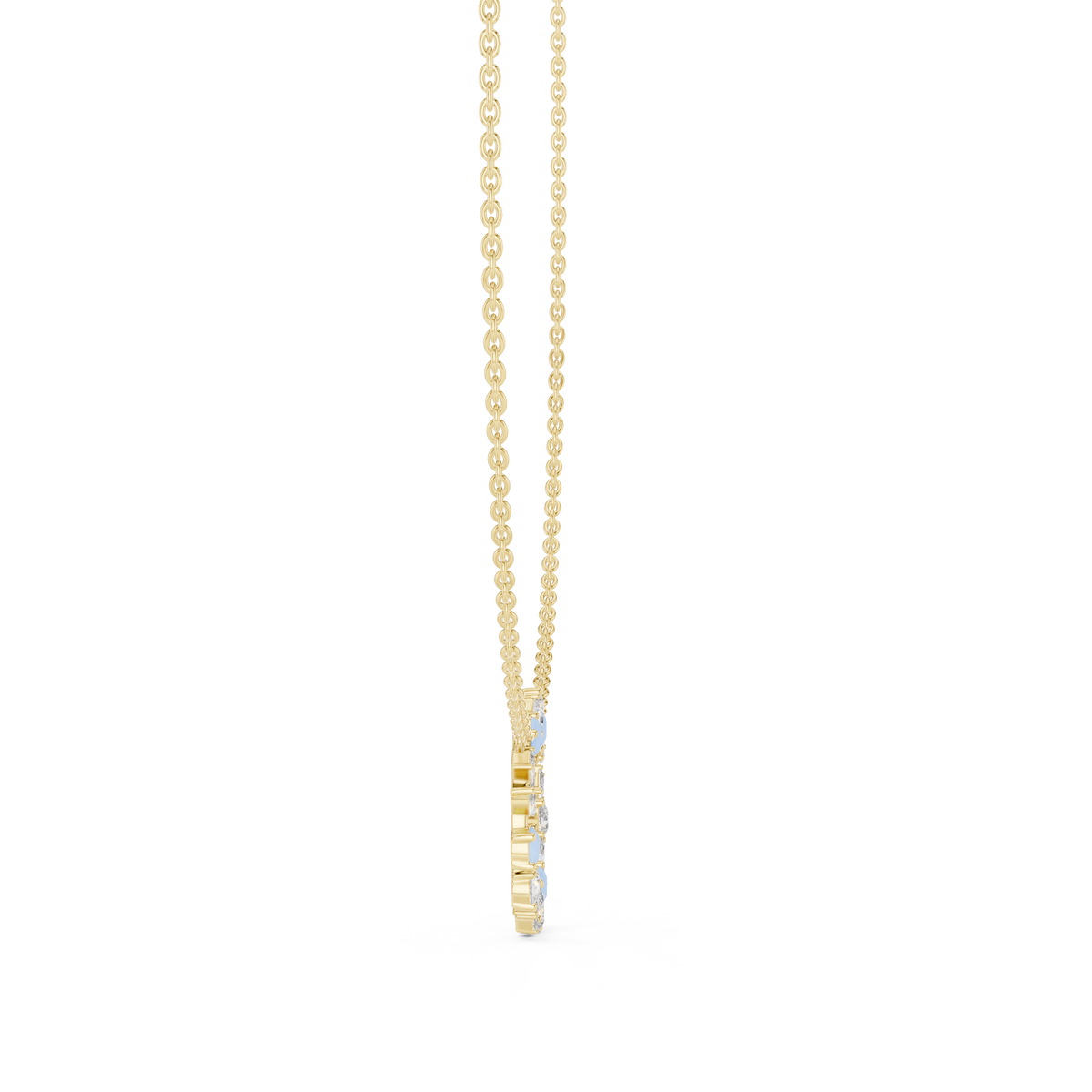 2.52 Ct All Shapes Round, Pear, Marquise, Emerald Lab Grown Diamond Round Style Wedding Wear 14k Solid Gold Necklace - HIGHCARAT DIAMONDS