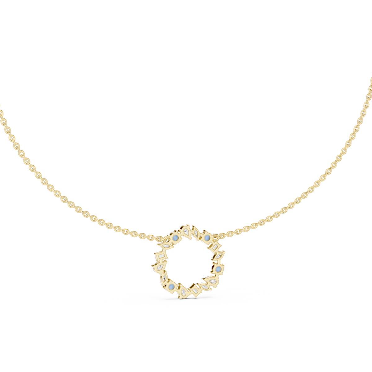 2.52 Ct All Shapes Round, Pear, Marquise, Emerald Lab Grown Diamond Round Style Wedding Wear 14k Solid Gold Necklace - HIGHCARAT DIAMONDS