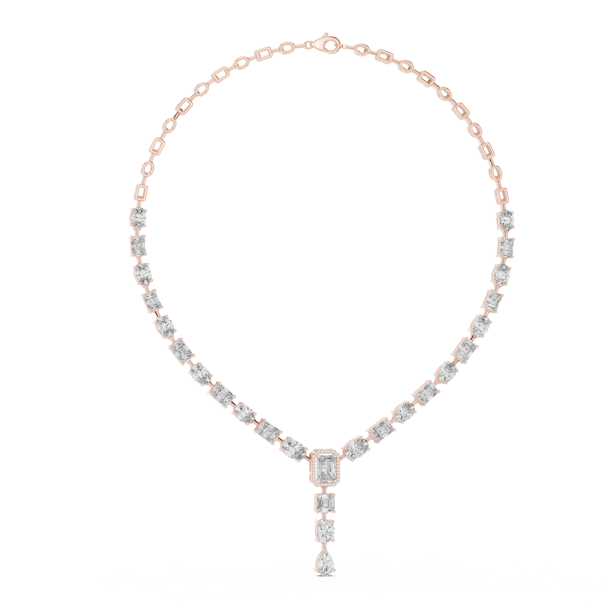 Round, Oval, Emerald At All Shapes Lab grown Diamond 14k Solid Gold Antic Look Diamond Necklace for Her - HIGHCARAT DIAMONDS