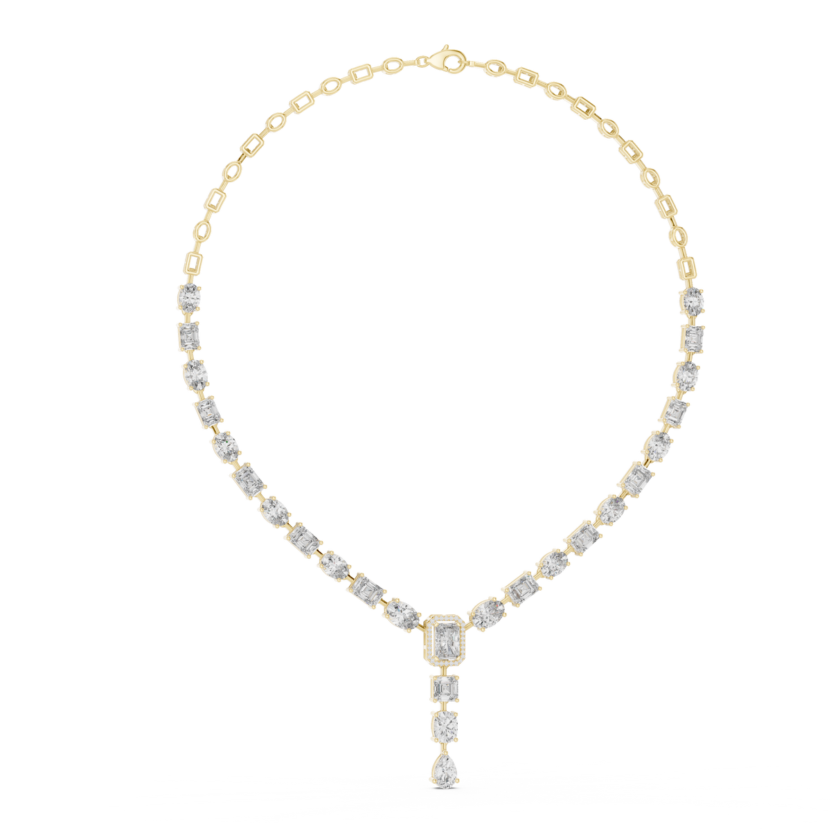 Round, Oval, Emerald At All Shapes Lab grown Diamond 14k Solid Gold Antic Look Diamond Necklace for Her - HIGHCARAT DIAMONDS