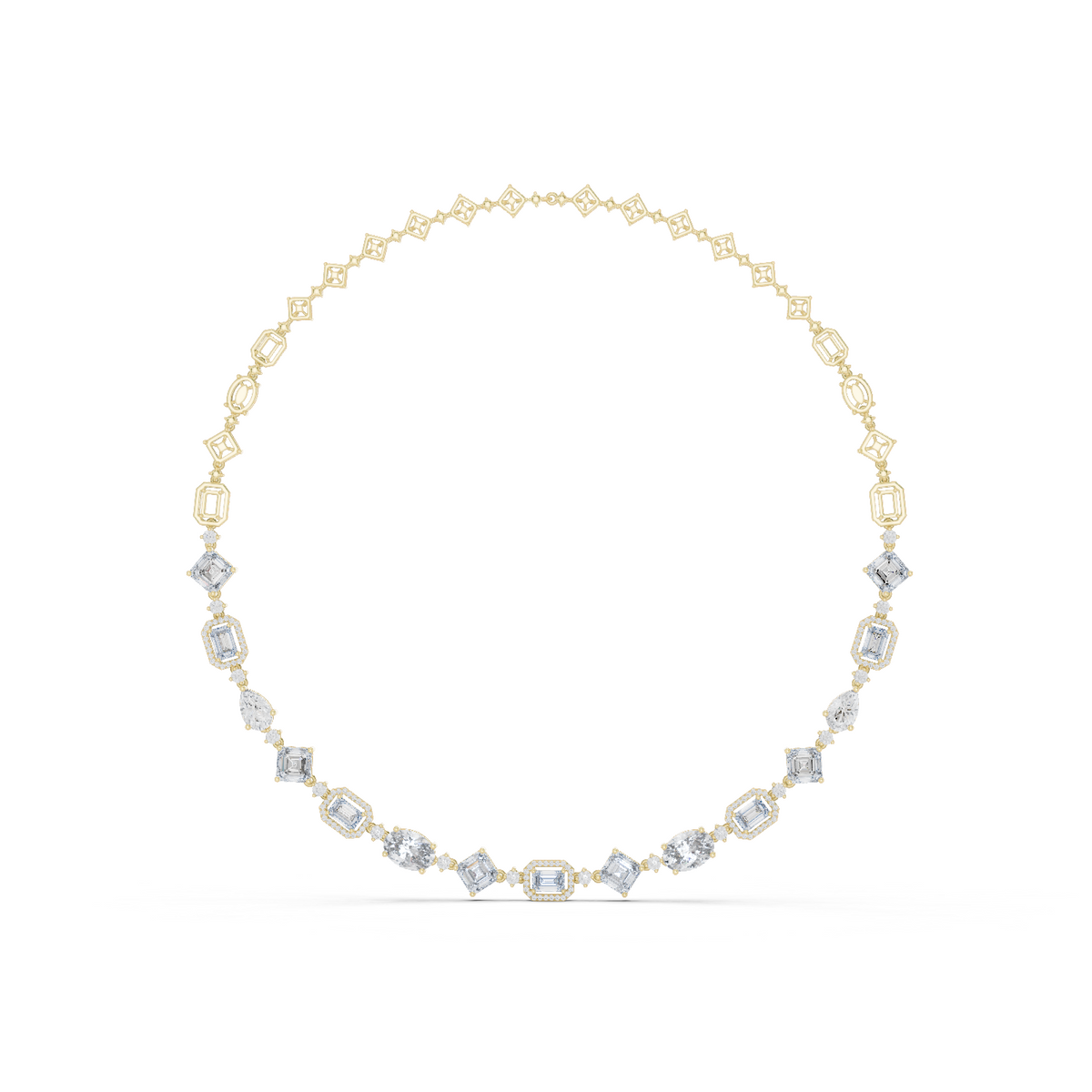 Round, Pear, Emerald,  Shapes Lab Grown Diamond 18k Solid Gold Vintage Classic Diamond Necklace - HIGHCARAT DIAMONDS