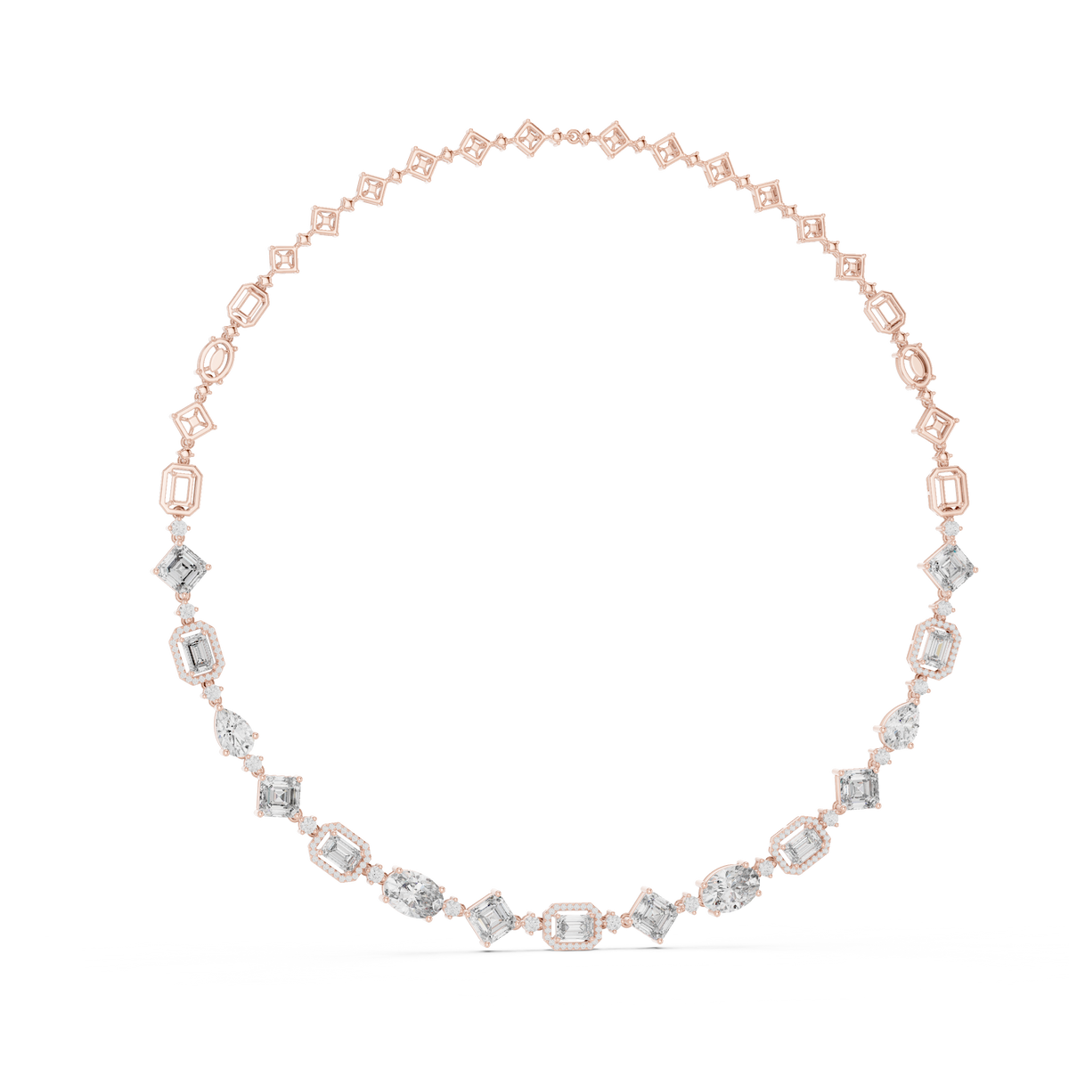 Round, Pear, Emerald,  Shapes Lab Grown Diamond 18k Solid Gold Vintage Classic Diamond Necklace - HIGHCARAT DIAMONDS